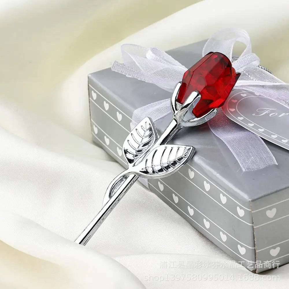 Figurine Rose en Verre Cristal avec Boîte Cadeau – Cadeau Romantique Saint-Valentin, Mariage & Décoration Maison