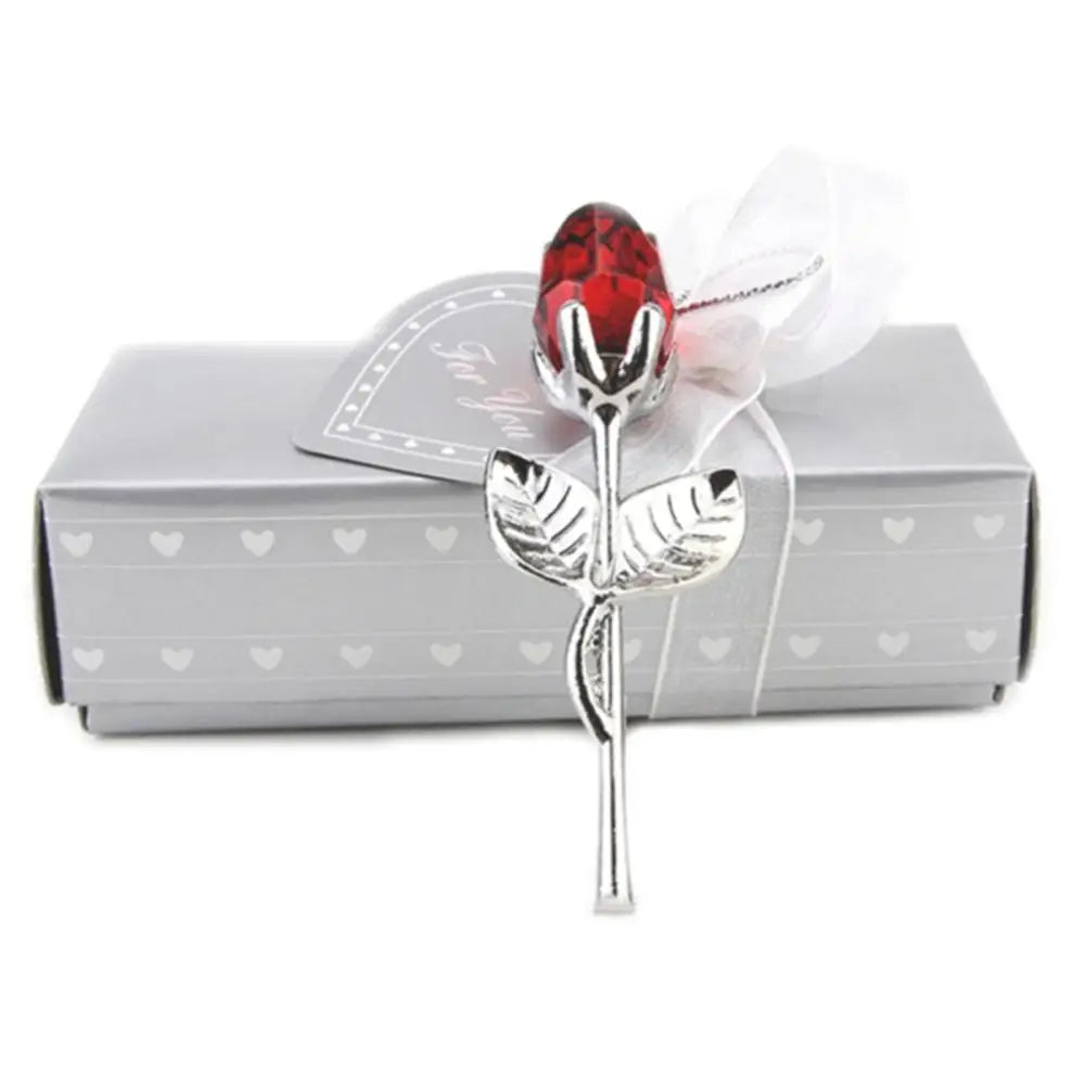 Figurine Rose en Verre Cristal avec Boîte Cadeau – Cadeau Romantique Saint-Valentin, Mariage & Décoration Maison